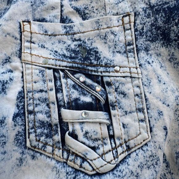 HTF RARE VTG Y2K Acid Wash Distressed Frayed Blue Jeans Wms High Waist 34 Skinny - Picture 15 of 16